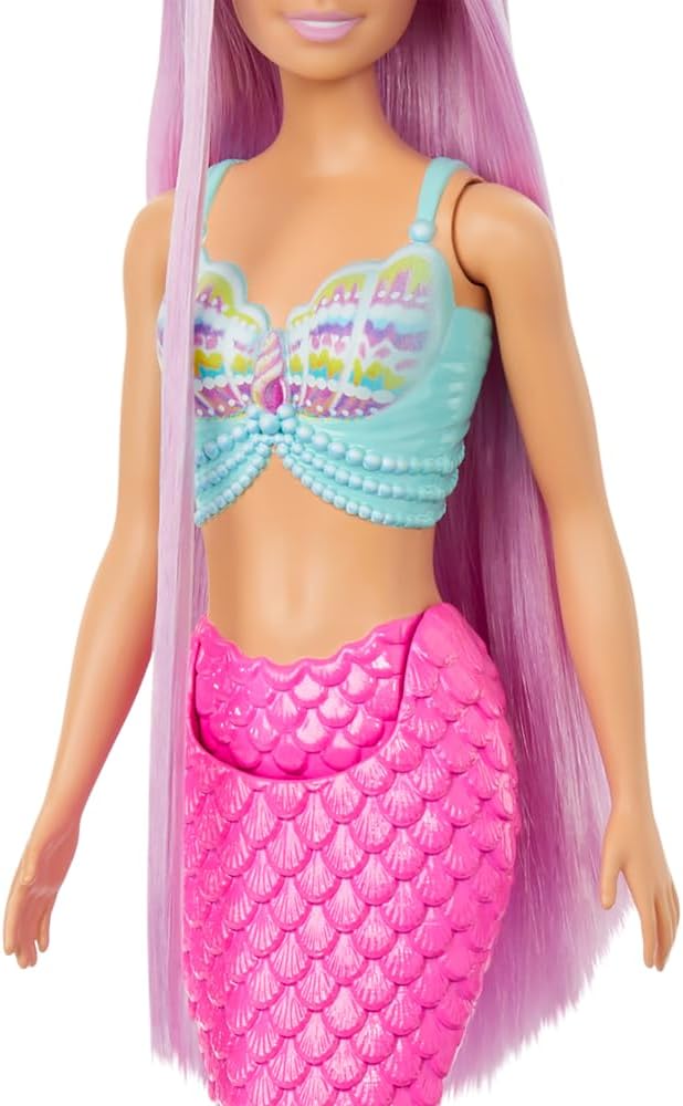Barbie Mermaid Doll with 7-Inch-Long Pink Fantasy Hair & Colorful Accessories for Styling Play Like Headband & Barrettes