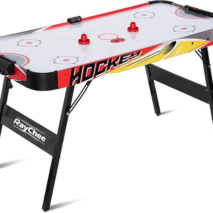 58 Inch LED Folding Air Hockey Table for Family, Foldable Sports Hockey Game Set w/2 Pucks, 2 Pushers, Powerful Motor, Hockey Table for Adults and Kids, Home Game Room