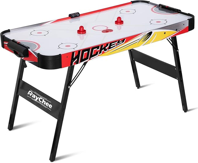 58 Inch LED Folding Air Hockey Table for Family, Foldable Sports Hockey Game Set w/2 Pucks, 2 Pushers, Powerful Motor, Hockey Table for Adults and Kids, Home Game Room