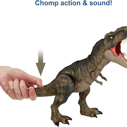 Mattel Jurassic World Dominion Thrash ‘N Devour Tyrannosaurus T Rex Action Figure Toy with Sound and Motion for Battle Play