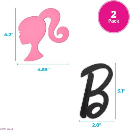 Barbie Cake Toppers | 2 Pack | Large Barbie B and Silhouette Cake Decorations, Pink and Black Ready To Use Toppers, Food Safe