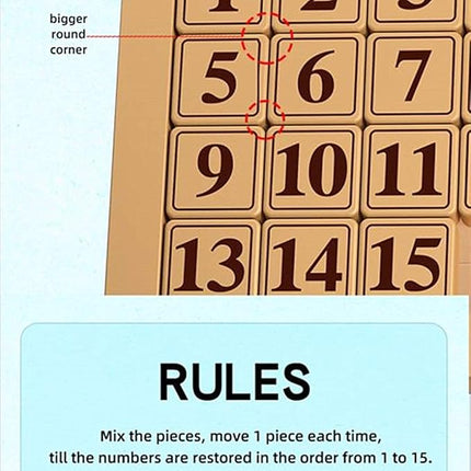 LiangCuber QY Toys Klotski Puzzle ABS Puzzle Magnetic Sliding Block Fun Digital Puzzles Toys for Kids, Prefect Gift for Boys Girls (4x4 Klotski 15-Digit)