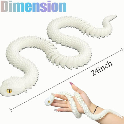 24 inch 3D Printed Animals-Snake Viper,3D Printed Snake Toys 3D Printed Articulated Snake Animal Model Ornaments Creative Funny Toy Festival Gift for Frends (Luminous Rainbow, 24 Inch)