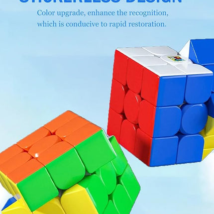CFMOUR Magnetic Speed Cube 3x3 - Moyu Meilong 3M Stickerless Magic Cubes with Stand - Fast Smooth Problem-Solving Brain Teaser Puzzle Toy for Kids & Adults