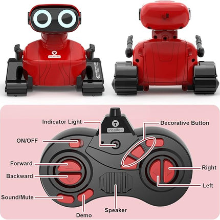 GILOBABY Remote Control Robot Toy for Kids 3-5 Years, Flashing LED Eyes, Dancing and Flexible Moves, Auto Demo Mode, Gift for Girls (Red)