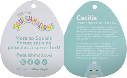 Squishmallows Original 5-Inch Cecilia Blue Swan with Silver Crown and Sparkle Belly - Official Jazwares Plush
