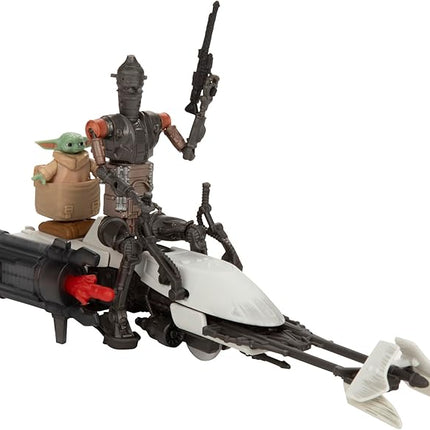 STAR WARS Epic World of Action IG-11 & Grogu Speeder Bike, 4-Inch Scale Action Figures & Vehicle, Toys for Boys & Girls Ages 4+