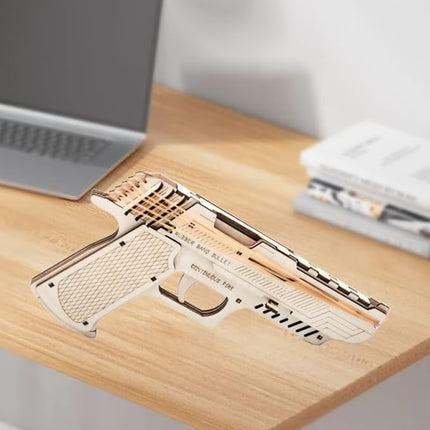 Gun Shape 3D Wooden Puzzle Model Building Kit Rubber Band Gun Toy DIY Brain Tearer Birthday Gift 3D Puzzle