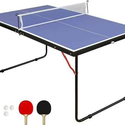 Table Tennis Table Ping-Pong Tables Set - 100 Preassembled Foldable & Portable Ping Pong Family Game Tables for Outdoor Indoor