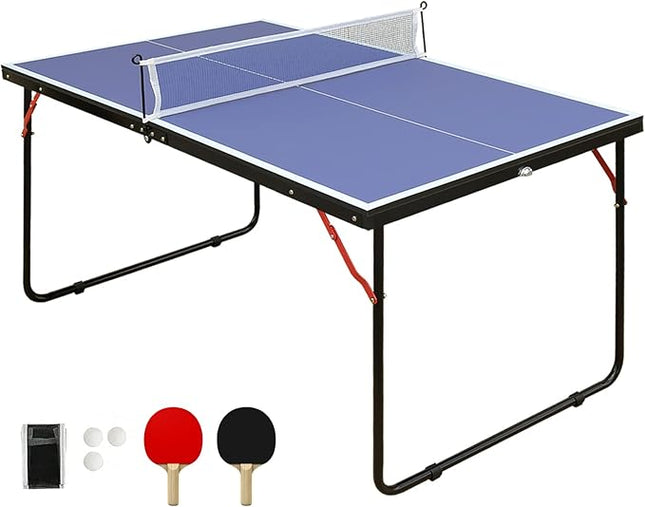 Table Tennis Table Ping-Pong Tables Set - 100 Preassembled Foldable & Portable Ping Pong Family Game Tables for Outdoor Indoor