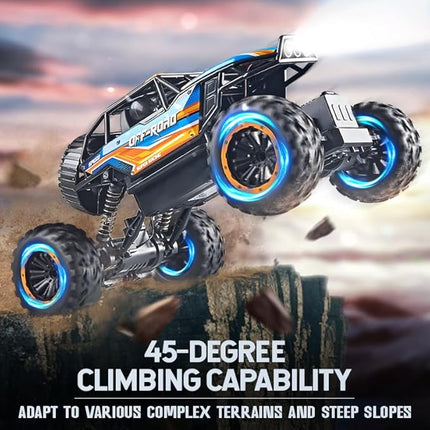 BEZGAR Monster Truck Toys - Remote Control Monster Truck with Light, RC Crawler for Adults, 1:12 Scale RC Truck with 45° Climbing, Remote Control Car for Boys