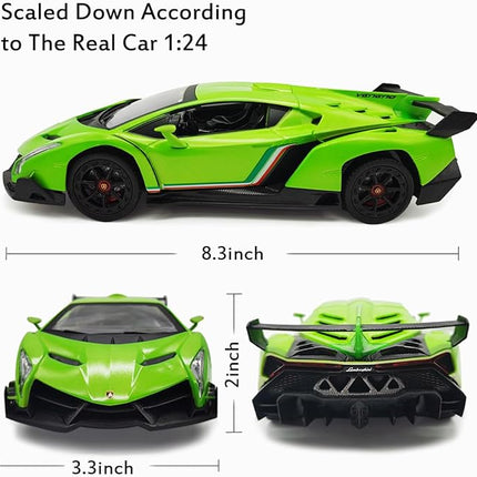 QUN FENG Lamborghini Remote Control Car 1:24 Scale Lambo Toy Car Officially Licensed Rc Cars with Light 2.4Ghz Model Car for Boys 4-7 Girls Birthday Gift, Green