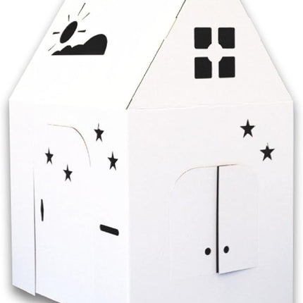 Easy Playhouse - Kids Art and Craft for Indoor and Outdoor Fun, Color, Draw, Doodle on this Blank Canvas – Decorate and Personalize a Cardboard Fort, 34" X 27" X 48" - Made in USA, Age 3+