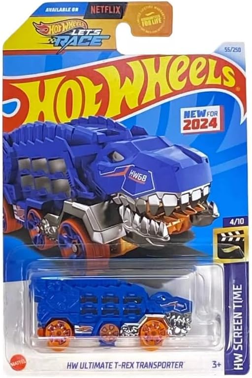 Hot Wheels Ultimate T-Rex Transporter (Blue), HW Screen Time 4/10