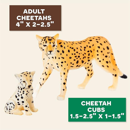 Terra by Battat – 4 Pieces Cheetah Family – 1 – 4-Inch Plastic Cheetah Figurines – Realistic Zoo Safari Animals for Kids – Educational Toy Figures – Inspires Imaginative Play – 3+ Years