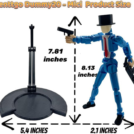 3D Printed 8.13-inch Action Figure Dummy-Mici20, Full Body Mechanical Movable Toy, Multiple Accessories, Desk Decoration (3 HandsType, Bracket, Weapons, Armour) (Blue)