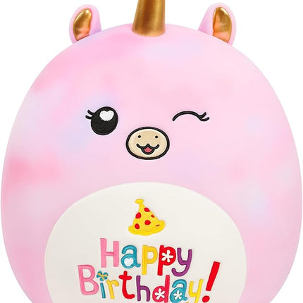 12” Birthday Unicorn Happy Birthday Plush Pillow Soft Stuffed Animal Cute Unicorn Plush Toy Gifts for Kids