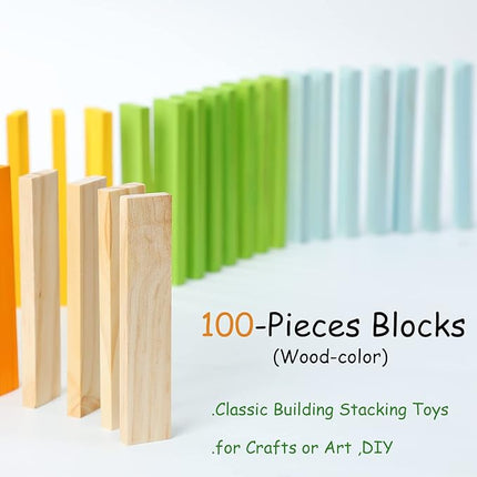 ICEKO KN 100pcs Classic Wooden Building Blocks Set,Solid STEM Building Toys for Kids, Preschool Learning Montessori Toys for Toddlers, Boys & Girls Birthday Gift (Log Color)