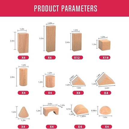 Wooden Building Blocks Set for Kids - Stacker Stacking Game Construction Toys Set Preschool Colorful Learning Educational Toys - Geometry Wooden Blocks for 3+ Year Old Boys & Girls