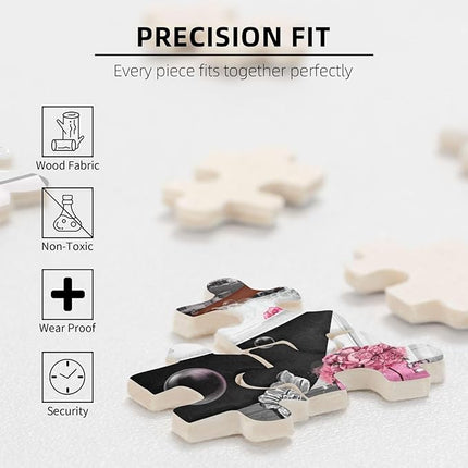 African American Jigsaw Puzzles 1000 Pieces for Adults, Bath Time Drinking Scene, Black Woman Wooden Puzzle for Stress Relief, Challenging Brain Teaser & Home Decor