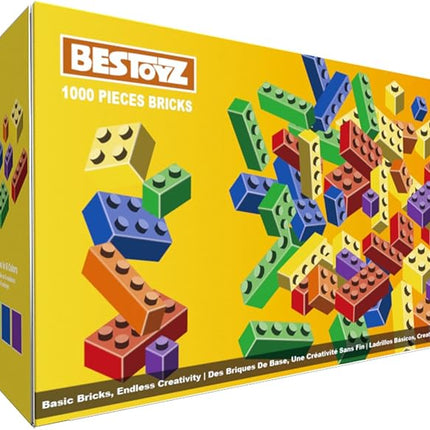 Building Bricks 1000 Pieces in Rainbow Colors, Classic Generic Building Blocks Toy for Boys & Girls, Educational Building Toys for Classroom, School, Toys for Kids Aged 4+