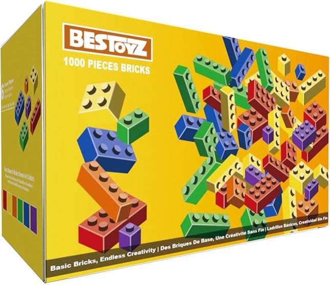 Building Bricks 1000 Pieces in Rainbow Colors, Classic Generic Building Blocks Toy for Boys & Girls, Educational Building Toys for Classroom, School, Toys for Kids Aged 4+