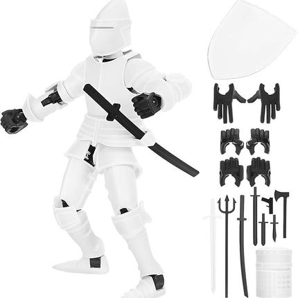 Toyvian 1set Articulated Medieval Knight Action Figure Accessories Poseable Robot Toy for Creative Play Includes Dual Helmets and Hand Styles Desktop Ornament and Shelf Decoration