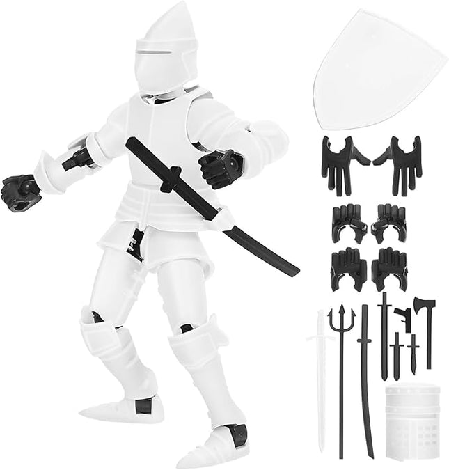 Toyvian 1set Articulated Medieval Knight Action Figure Accessories Poseable Robot Toy for Creative Play Includes Dual Helmets and Hand Styles Desktop Ornament and Shelf Decoration