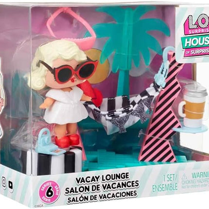 L.O.L. Surprise! OMG House of Surprises Vacay Lounge Playset Leading Baby Collectible Doll with 8 Surprises, Dollhouse Accessories, Holiday Toy, Great Gift Kids Ages 4 5 6+ Years Old & Collectors