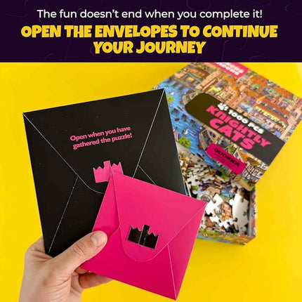 QUOKKA 1000 Piece Jigsaw Puzzle for Adults Knightly Cats – Premium Box Packaging with Extra Fun Challenges - Whimsical Cat Puzzle - Perfect for Relaxation & Creativity & Gift Giving