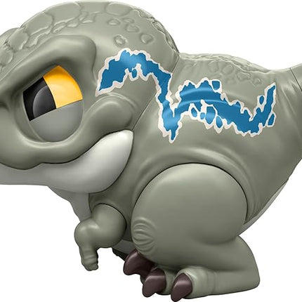 Mattel Jurassic World Bite Club Dinosaur Action Figure & Accessory, Velociraptor 'Blue' Chubby-Stylized Toy Dino Collectible