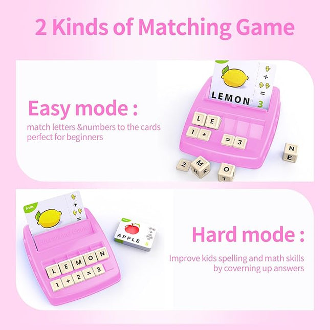Educational Toys for Kids Ages 3-8, Matching Letter Spelling Game ABC Learning, Learning Toys for 4-7 Year Old Girls,Christmas Birthday Party Gifts for 3 4 5 6 7 8 Year Olds Girls Pink