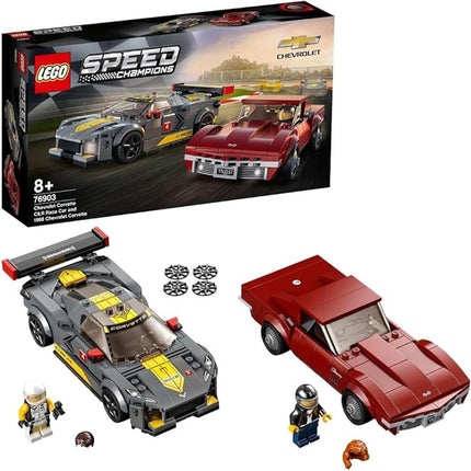 LEGO 76903 Speed Champions Chevrolet Corvette C8.R Race Car and 1969 CC Racing Model, Toy Cars Building Kit for Kids 8 Plus Years Old, 2 Sports Models