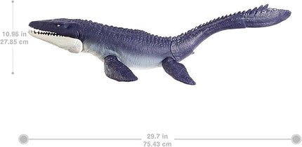 Mattel Jurassic World Dominion Ocean Protector Mosasaurus Dinosaur Action Figure from 1 Pound of Recycled Plastic, Movable Joints, Toy Gift with Physical and Digital Play