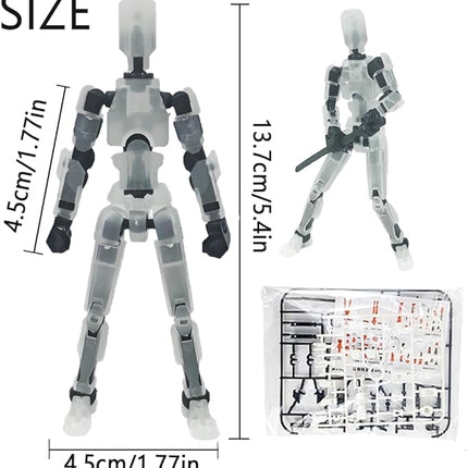 Titan13 Action Figure, Lucky Robot 13 Action Figures, 3D Printed Multi-Jointed Movable Action Figure, Dummy Robot 13 Figures Toy for Desktop Decorations Game Gifts (Transparency)