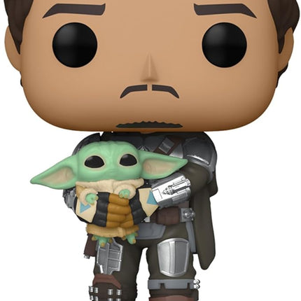 POP Funko Star Wars: The Mandalorian - Mandalorian (Din Djarrin) Holding The Child (Grogu), Multicolor (54525)