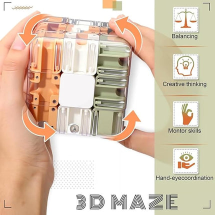 Large Labyrinth 3D Puzzle Maze Cube - Engaging Brain Teaser Toy, High Difficulty Puzzle, 3D Magic Cube Maze Ball Puzzles - Spatial Awareness Brain Training Toy ﻿(2PCS)