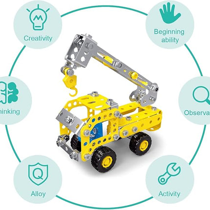 7 in 1 STEM Toys,Creative Set for Boys Age 8-12,Learning Engineering Kids Building Blocks Model Kits,Metal Construction Toys for Kids 8 9 10 11 12+ Year Old(180PCS No Motor)