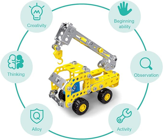 7 in 1 STEM Toys,Creative Set for Boys Age 8-12,Learning Engineering Kids Building Blocks Model Kits,Metal Construction Toys for Kids 8 9 10 11 12+ Year Old(180PCS No Motor)