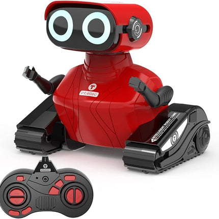 GILOBABY Remote Control Robot Toy for Kids 3-5 Years, Flashing LED Eyes, Dancing and Flexible Moves, Auto Demo Mode, Gift for Girls (Red)