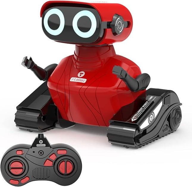 GILOBABY Remote Control Robot Toy for Kids 3-5 Years, Flashing LED Eyes, Dancing and Flexible Moves, Auto Demo Mode, Gift for Girls (Red)