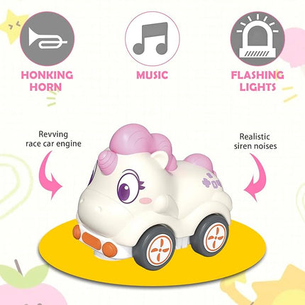 Remote Control Car for Toddlers, Safe & Durable Cartoon Silicone Crash-Resistant RC Car, Unicorn Toys for 18M+ Boys & Girls, Christmas Birthday Gift Ideas for Kid Girls & Boys