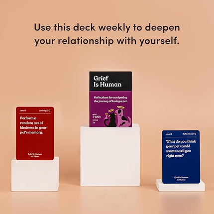Grief is Human (Pet Edition) | Family & Friends Conversation Cards for Grieving | 70 Reflection Cards to Help You Process The Journey of Losing a Beloved Pet | Therapy for Adults | 1+ Players