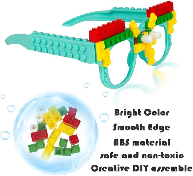 Woby Party Favor for Kids Gift Building Block Glasses DIY Stacking Block Bricks Party Glasses Toys Party Supplies Decorations for Birthday Christmas Carnival 9 Pcs