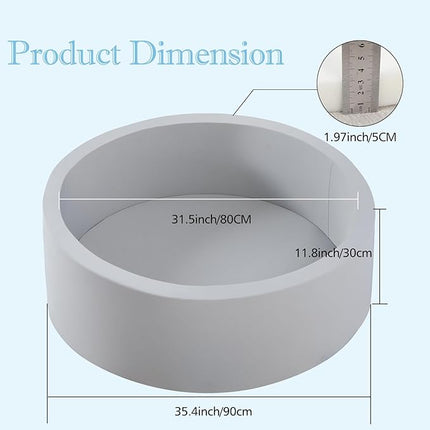 Foam Ball Pit, 35.4"x 11.8" Ball Pits for Toddlers, Soft Round Kiddie Baby Playpen Ball Pool for Kids, Ideal Gift for Babies Indoor and Outdoor Game, Grey, (Balls not Included)