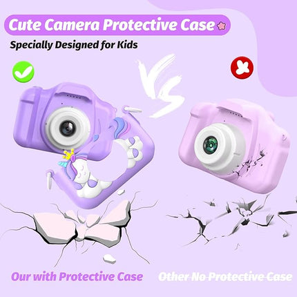 Upgrade Kids Camera, Christmas Birthday Gifts for Girls Boys, 1080P HD Selfie Digital Video Camera for Toddlers, Cute Portable Little Girls Boys Gifts Toys for 3 4 5 6 7 8 9 Years Old