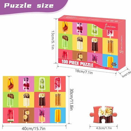 100 Piece Donuts Jigsaw Puzzle for Kids Teens Age 4-8 Gift Family Time (Popsicles)