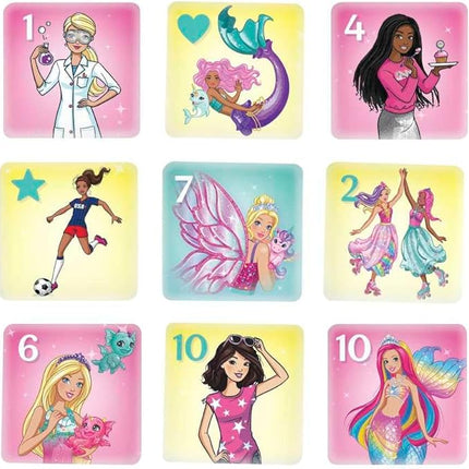 Mattel Games Barbie 5-in-1 Kids Games Set Decorated with Fashion Doll Graphics for Family & Game Nights, Parties & Travel