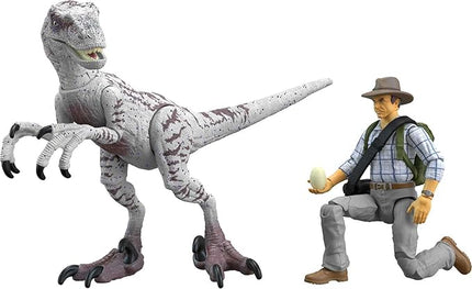 Mattel Jurassic World Jurassic Park III Hammond Collection Action Figure Set wiith Dr Alan Grant, Velociraptor Dinosaur & Raptor Egg Accessories