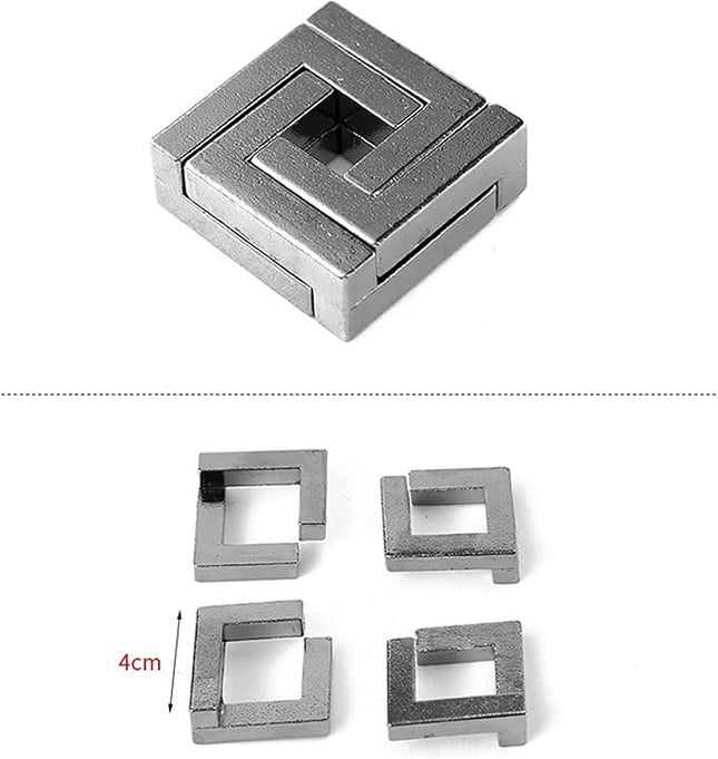 FantasyDay 4 Pcs Brain Teaser Puzzle,Metal Puzzle, Unlock Interlock IQ Test Game, Magic Trick Toy Gift for Kids and Adults